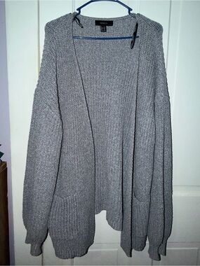 Forever 21 Gray Open-Front Knit Cardigan